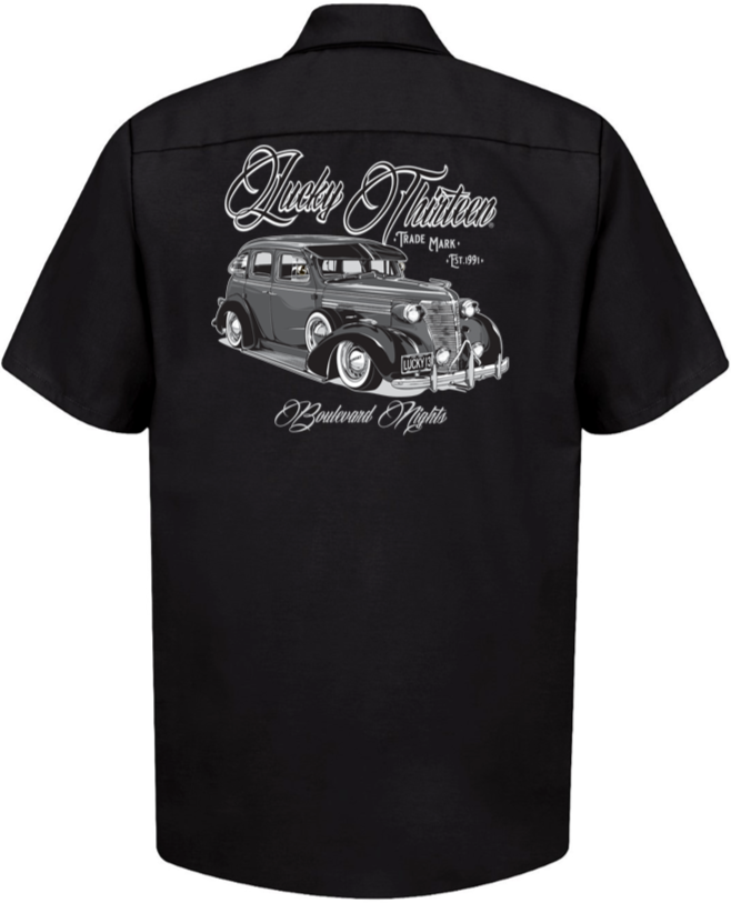 lucky 13 The BOMBER Men’s Short Sleeve Work shirt By Lucky 13 Black – Lucky13apparel