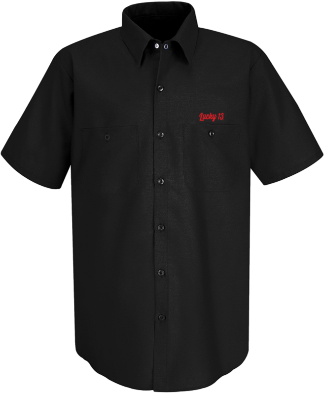 Lucky 13 The BOULEVARD Men’s Short Sleeve Work Shirt Black – Lucky13apparel