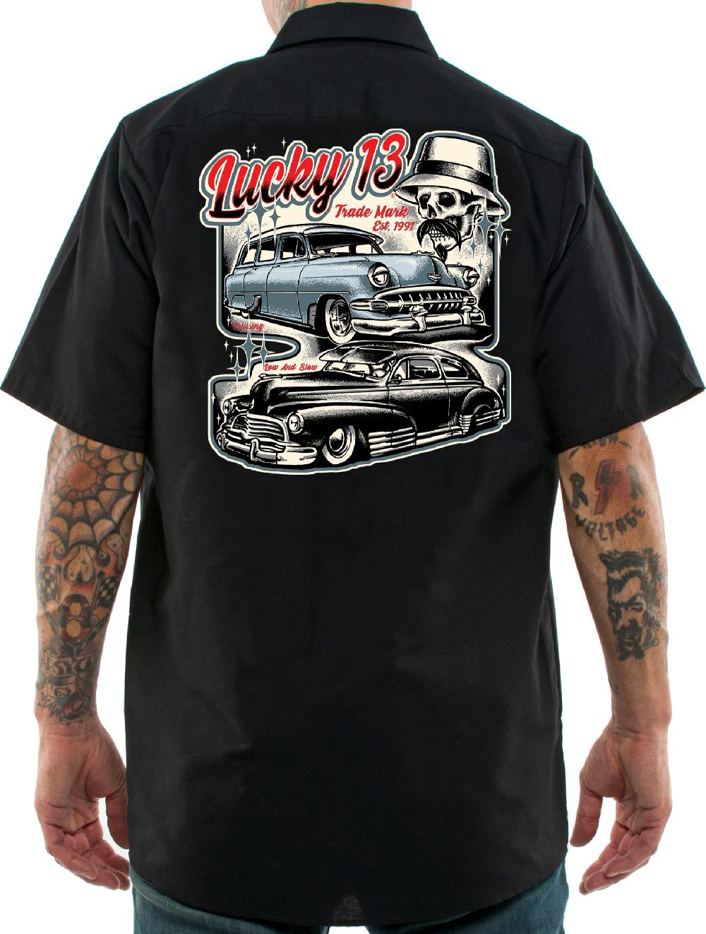 Lucky 13 The BOULEVARD Men’s Short Sleeve Work Shirt Black – Lucky13apparel