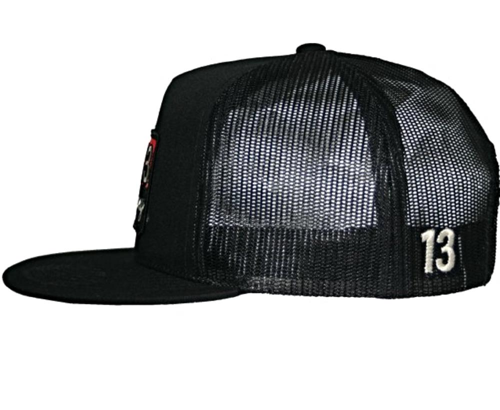 Lucky 13 The BRICK Two-tone Poplin/mesh Snapback Trucker Cap With Transfer By Lucky 13 Black/black – Lucky13apparel