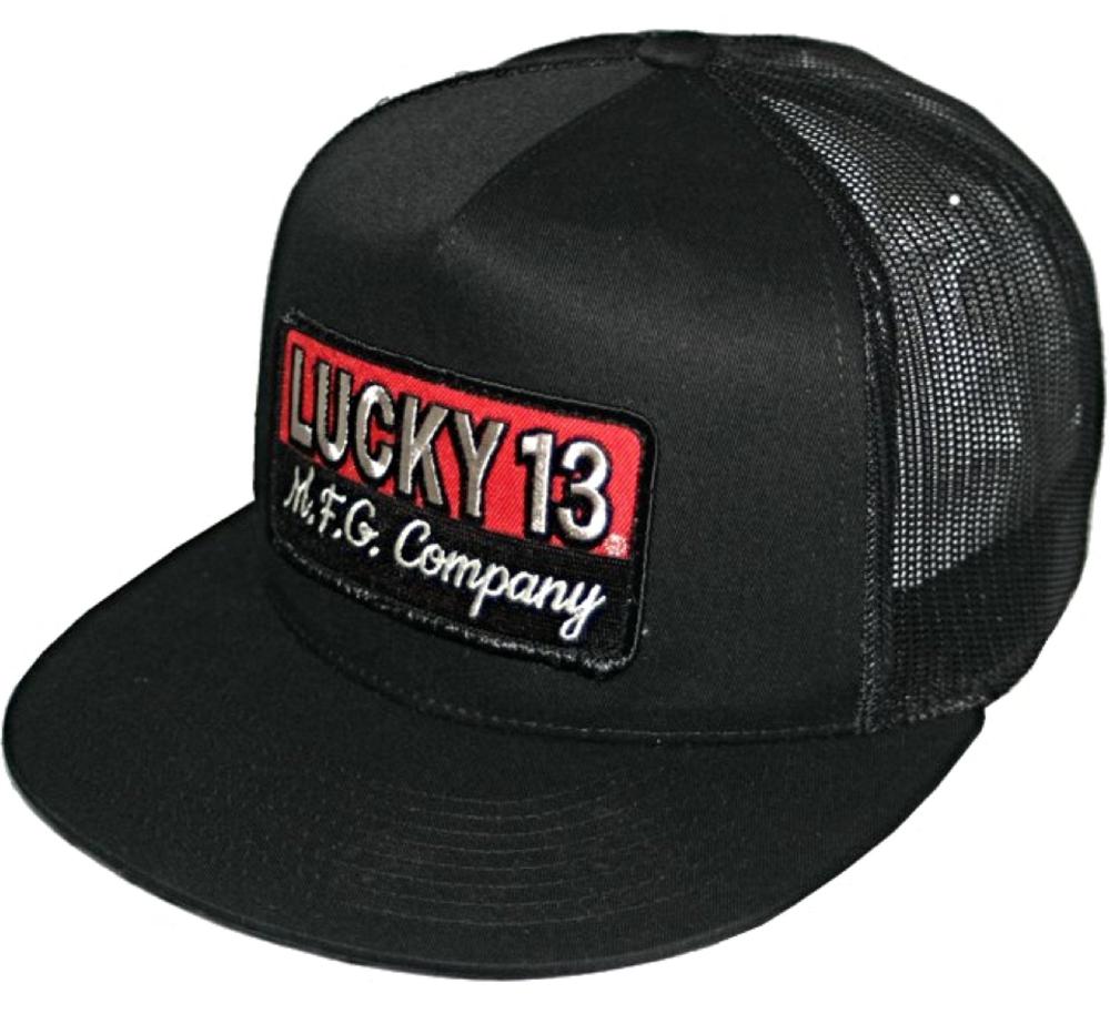 lucky 13 The BRICK two-tone poplin/mesh snapback trucker cap with transfer by Lucky 13 black/black – Lucky13apparel