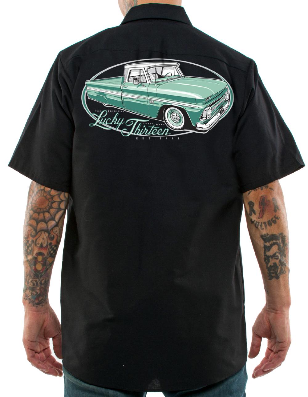 Lucky 13 The C-10 TRUCK Men’s Short Sleeve Work Shirt By Lucky 13 Black – Lucky13apparel