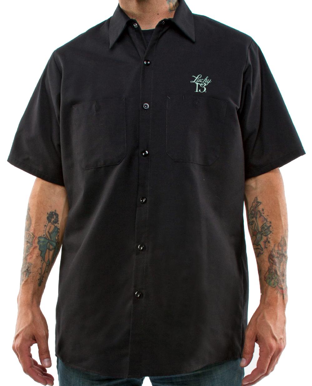 Lucky 13 The C-10 TRUCK Men’s Short Sleeve Work Shirt By Lucky 13 Black – Lucky13apparel