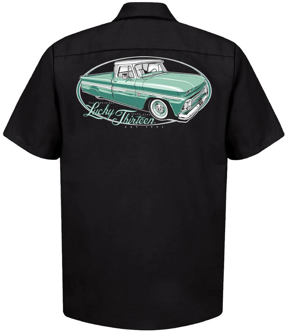 lucky 13 The C-10 TRUCK Men’s Short Sleeve Work shirt By Lucky 13 Black – Lucky13apparel