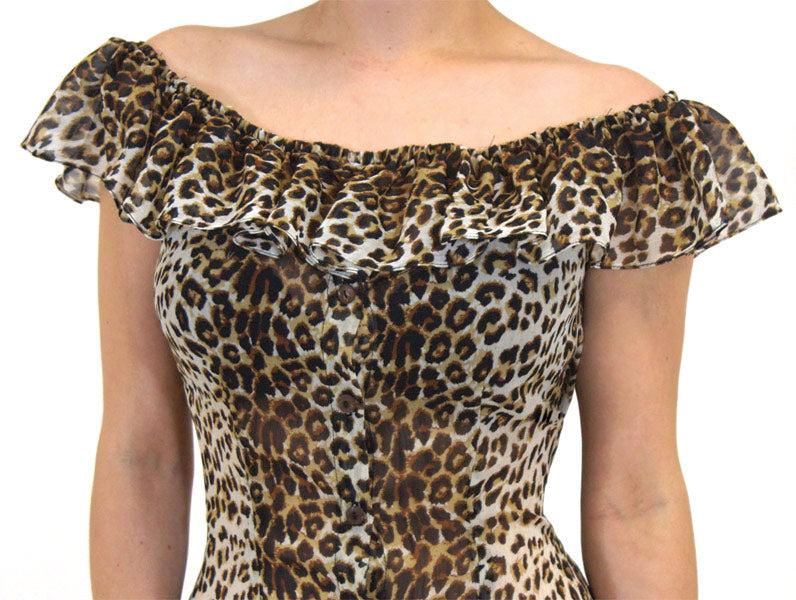Lucky 13 The Carmen Off Shoulder Blouse Button Down LEOPARD – Lucky13apparel