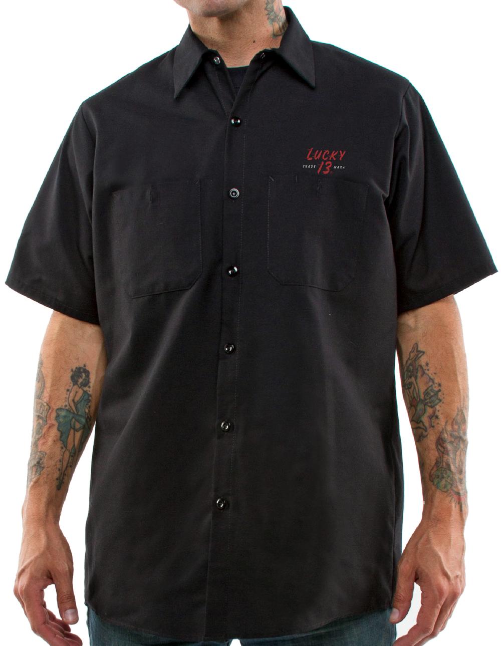 Lucky 13 The CUSTOM COUPE Men’s Short Sleeve Work Shirt By Lucky 13 Black – Lucky13apparel