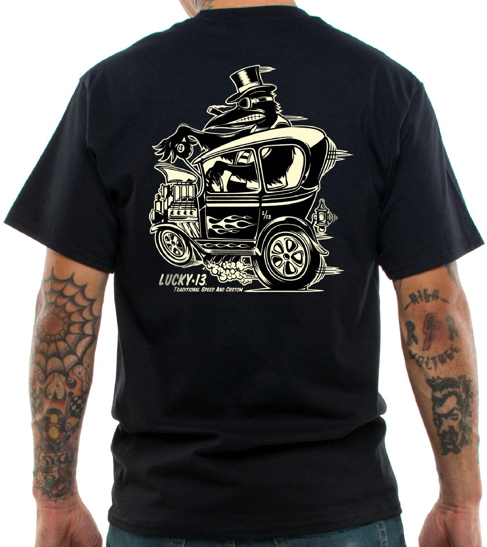 Lucky 13 The CUSTOM CROW Men’s Short Sleeve Tee Shirt By Lucky 13 Black – Lucky13apparel