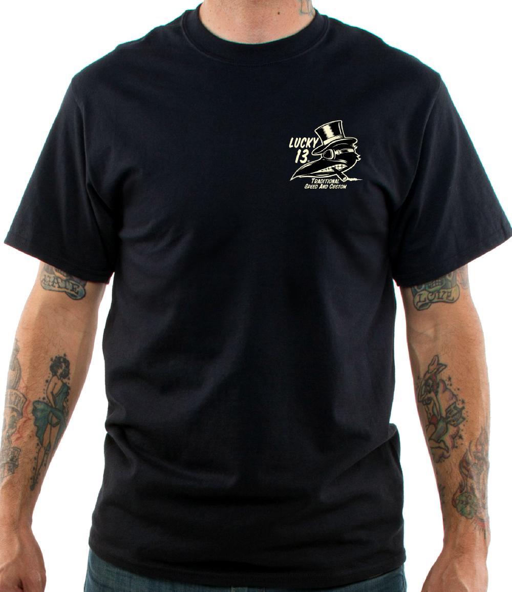 Lucky 13 The CUSTOM CROW Men’s Short Sleeve Tee Shirt By Lucky 13 Black – Lucky13apparel