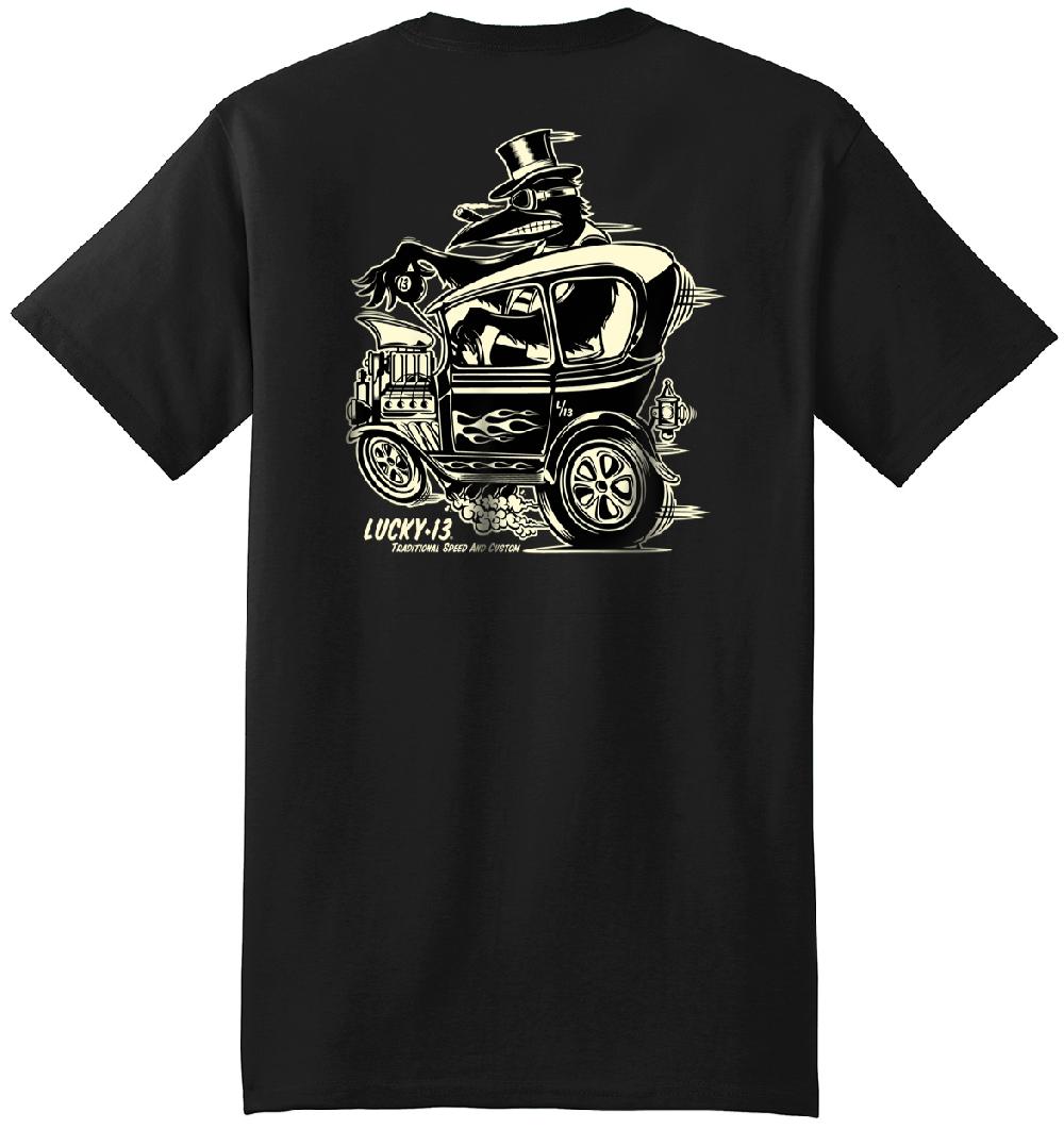 lucky 13 The CUSTOM CROW Men’s Short Sleeve Tee Shirt By Lucky 13 Black – Lucky13apparel