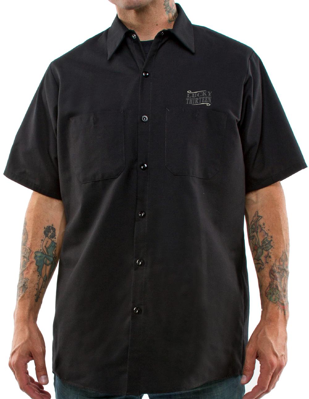 Lucky 13 The DEAD RANCH Men’s Short Sleeve Work Shirt By Lucky 13 Black – Lucky13apparel