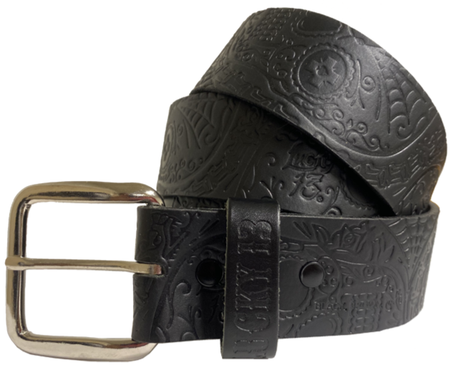 Lucky 13 The DEAD SKULL Embossed Leather Belt Black – Lucky13apparel