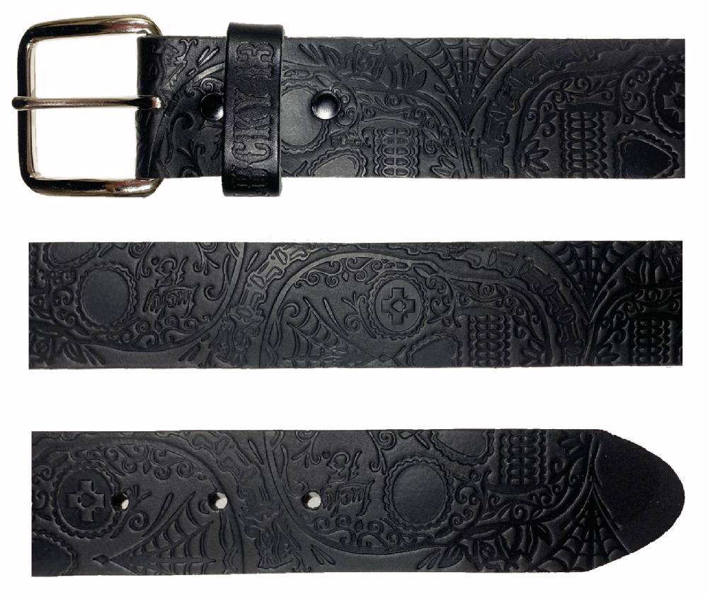 lucky 13 The DEAD SKULL embossed leather Belt Black – Lucky13apparel