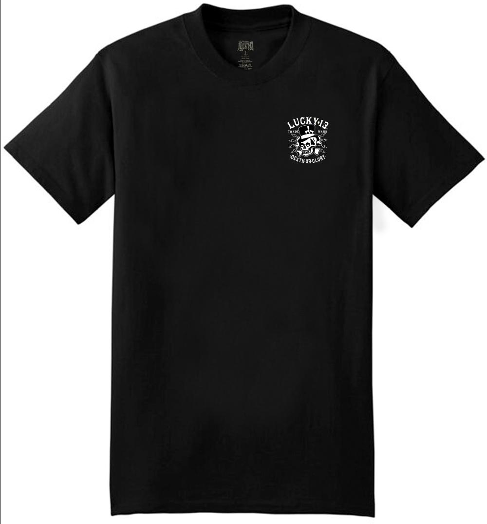 Lucky 13 THE DEATH OR GLORY Men’s Short Sleeve Promo Tee Shirt By Lucky 13 Black – Lucky13apparel