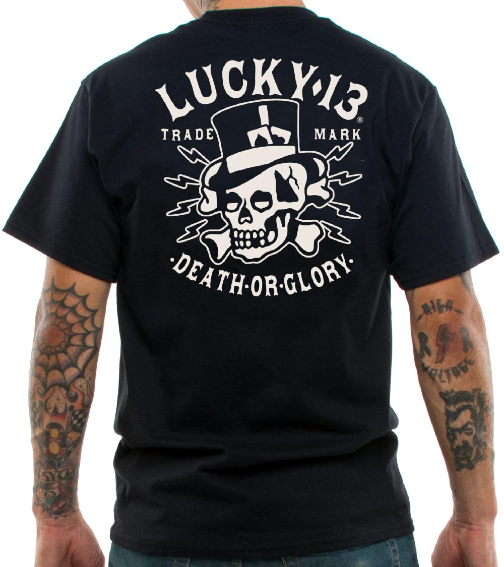 Lucky 13 THE DEATH OR GLORY Men’s Short Sleeve Promo Tee Shirt By Lucky 13 Black – Lucky13apparel