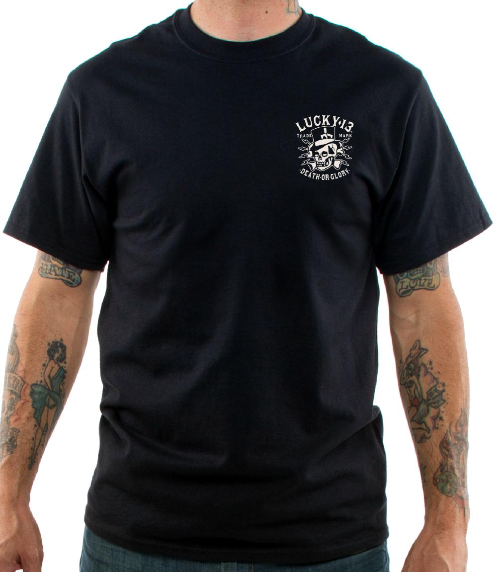 Lucky 13 THE DEATH OR GLORY Men’s Short Sleeve Promo Tee Shirt By Lucky 13 Black – Lucky13apparel