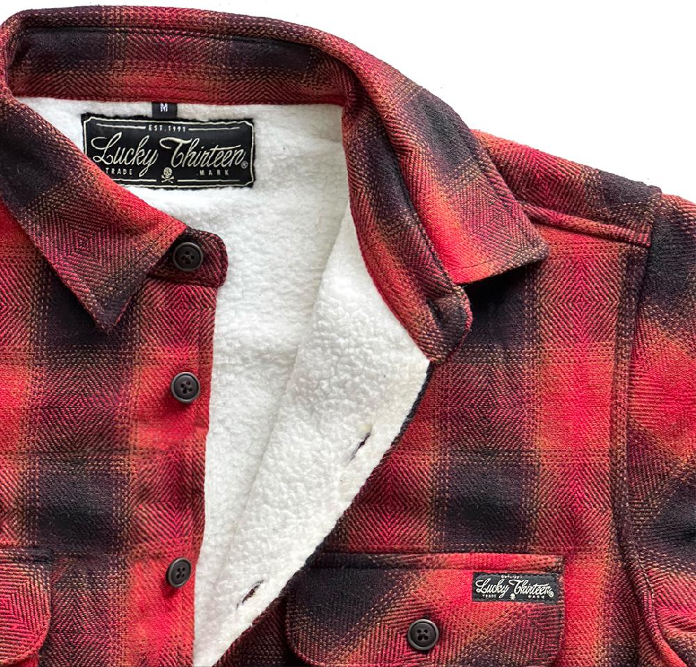 Lucky 13 The DODGE Sherpa Lined Flannel Shirt-jacket Red/Black – Lucky13apparel