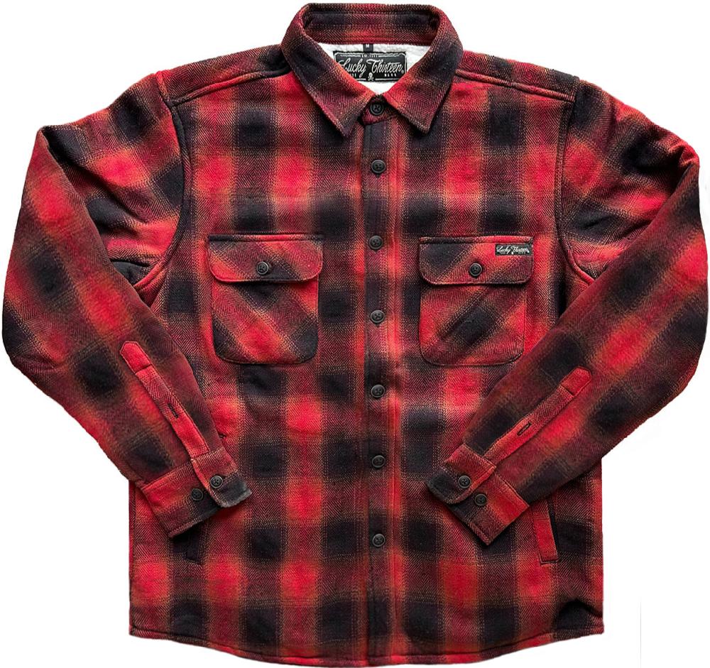 lucky 13 The DODGE sherpa lined flannel shirt-jacket Red/Black – Lucky13apparel