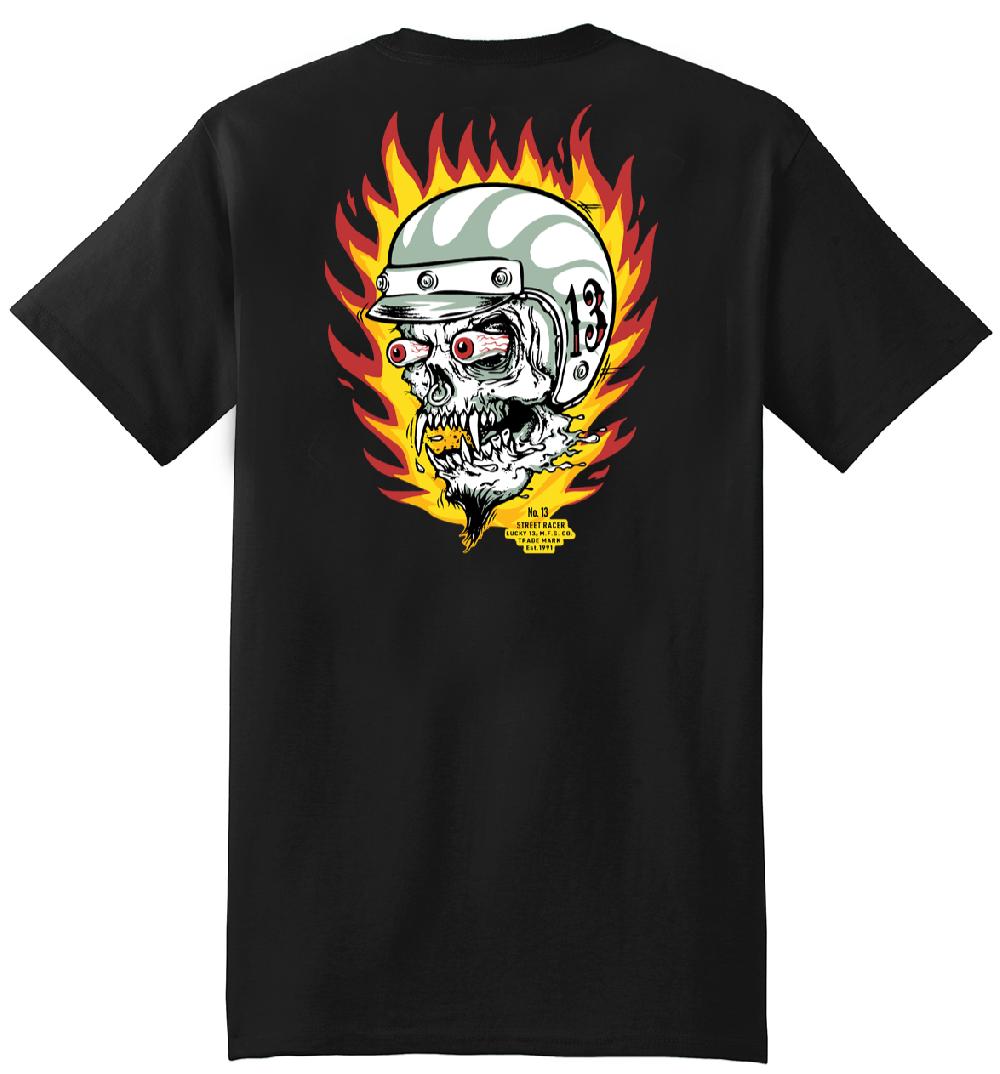 lucky 13 The FLAME RACER Men’s Short Sleeve Tee Shirt By Lucky 13 Black – Lucky13apparel