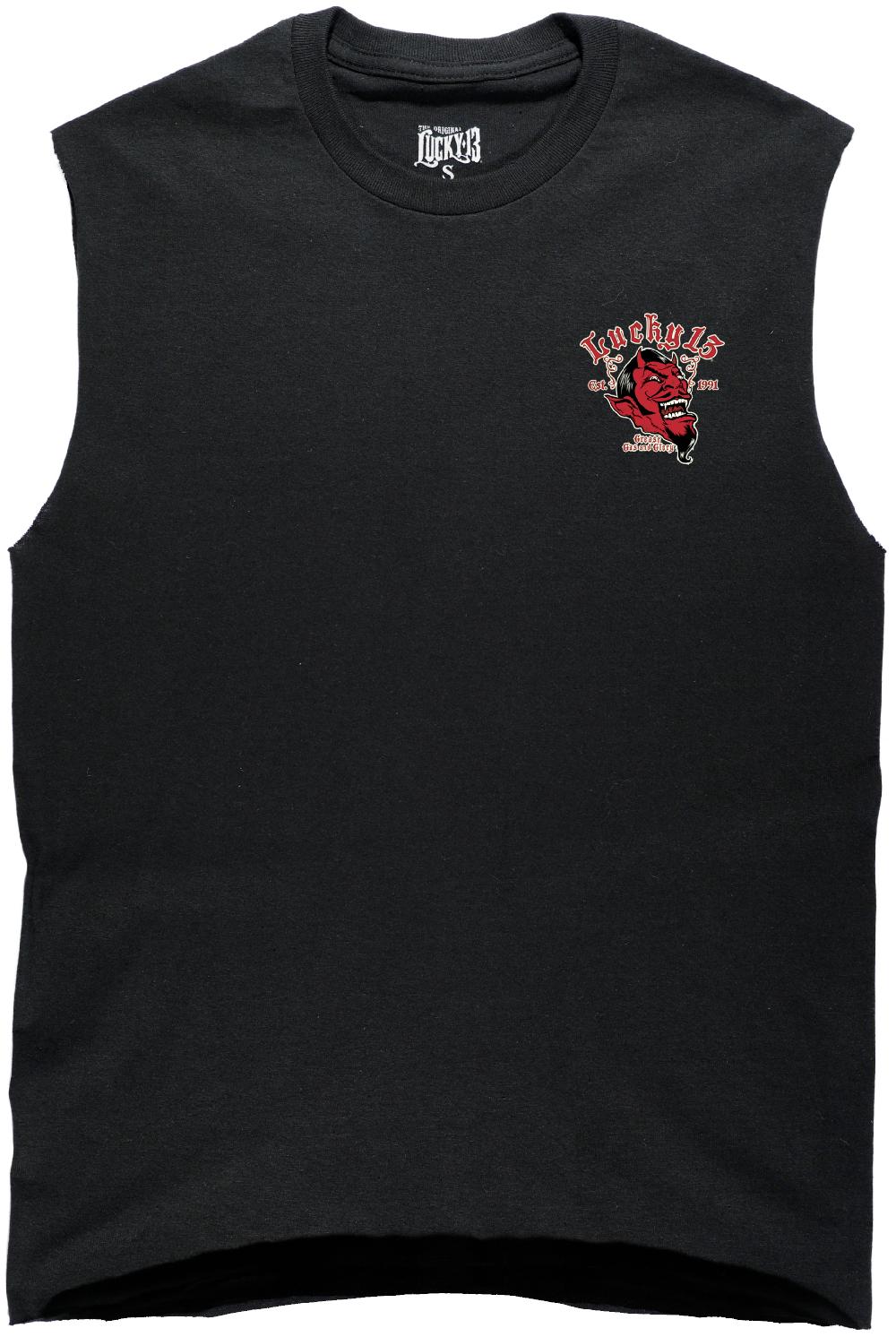 Lucky 13 The GREASE GAS & GLORY Custom Women’s Muscle Tee Black – Lucky13apparel