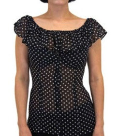 Lucky 13 The Guapa Women’s Off The Shoulder Chiffon Blouse Black/White – Lucky13apparel