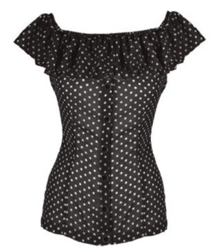 lucky 13 The Guapa Women’s Off The Shoulder Chiffon Blouse Black/White – Lucky13apparel