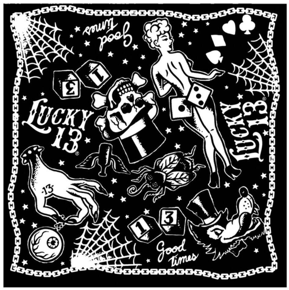 lucky 13 The HIGH ROLLER Bandanna by Lucky 13 Black – Lucky13apparel