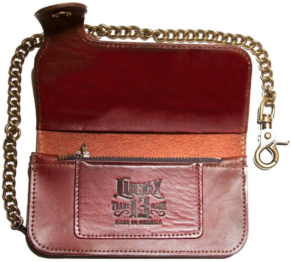 Lucky 13 The HIGH ROLLER Embossed 7” Snap Chain Wallet Antiqued – Lucky13apparel