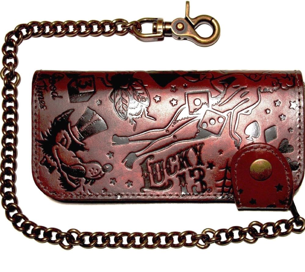 lucky 13 The HIGH ROLLER Embossed 7” Snap Chain Wallet Antiqued – Lucky13apparel