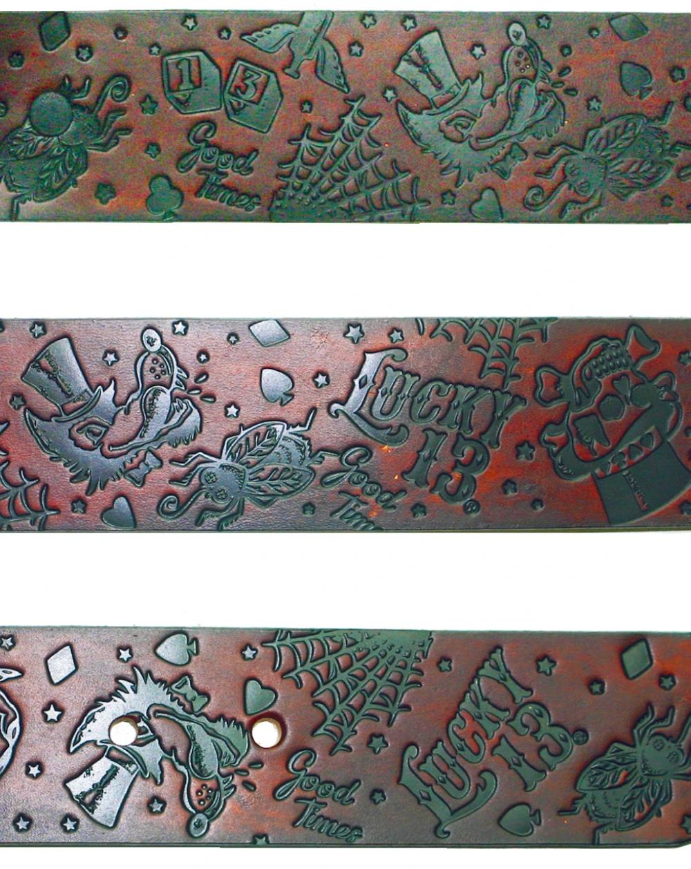 Lucky 13 The HIGH ROLLER Embossed Leather Belt Antiqued – Lucky13apparel