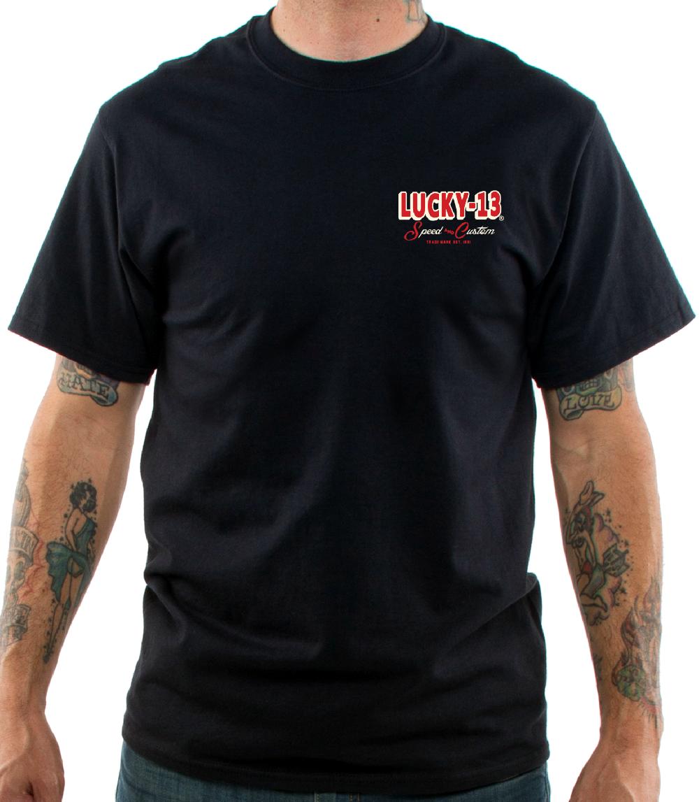 Lucky 13 The HOT ROD WOLF Men’s Short Sleeve Tee Shirt By Lucky 13 Black – Lucky13apparel