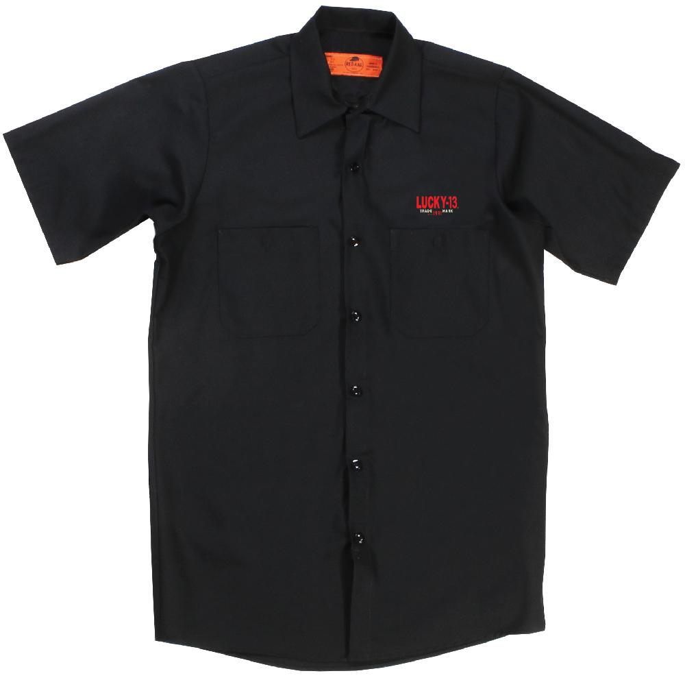Lucky 13 The HOT ROD WOLF Men’s Short Sleeve Work Shirt By Lucky 13 Black – Lucky13apparel