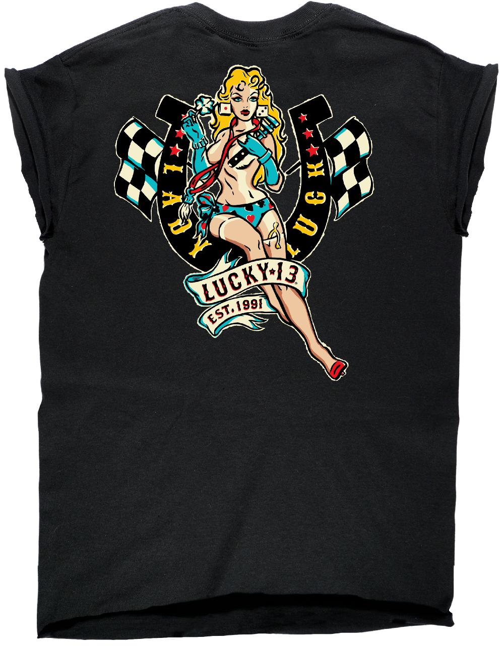 lucky 13 The LADY LUCK custom capped sleeve women’s tee Black – Lucky13apparel