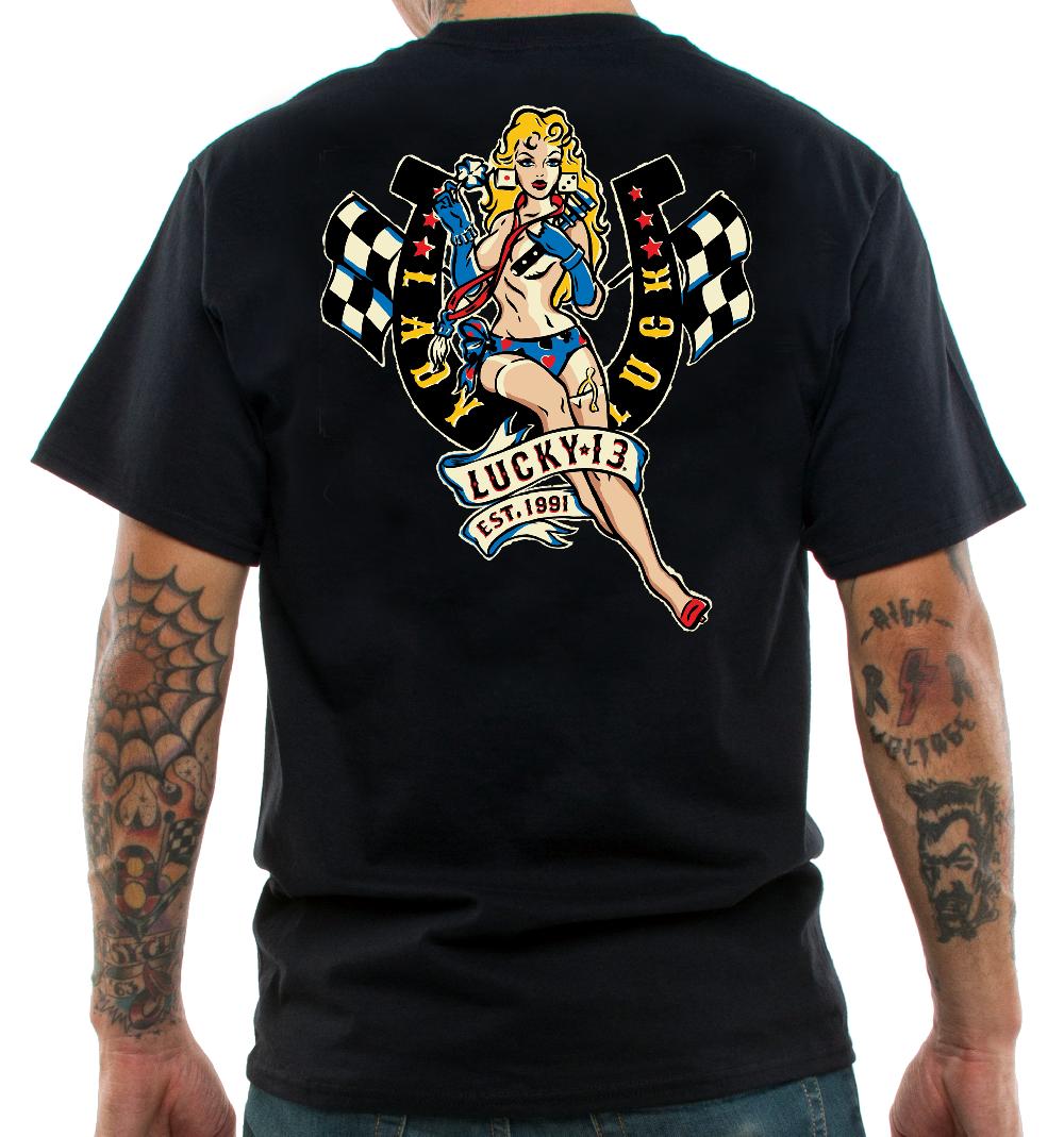 Lucky 13 The LADY LUCK Men’s Short Sleeve Tee Shirt By Lucky 13 Black – Lucky13apparel