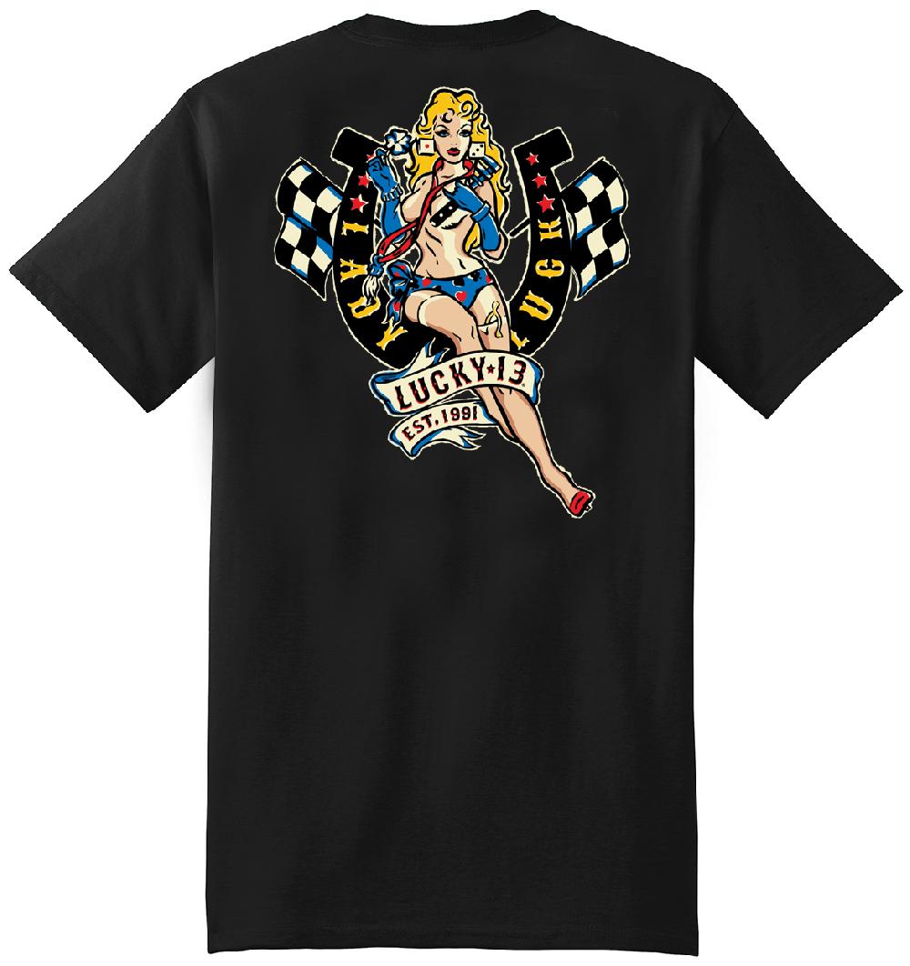 lucky 13 The LADY LUCK Men’s Short Sleeve Tee Shirt By Lucky 13 Black – Lucky13apparel