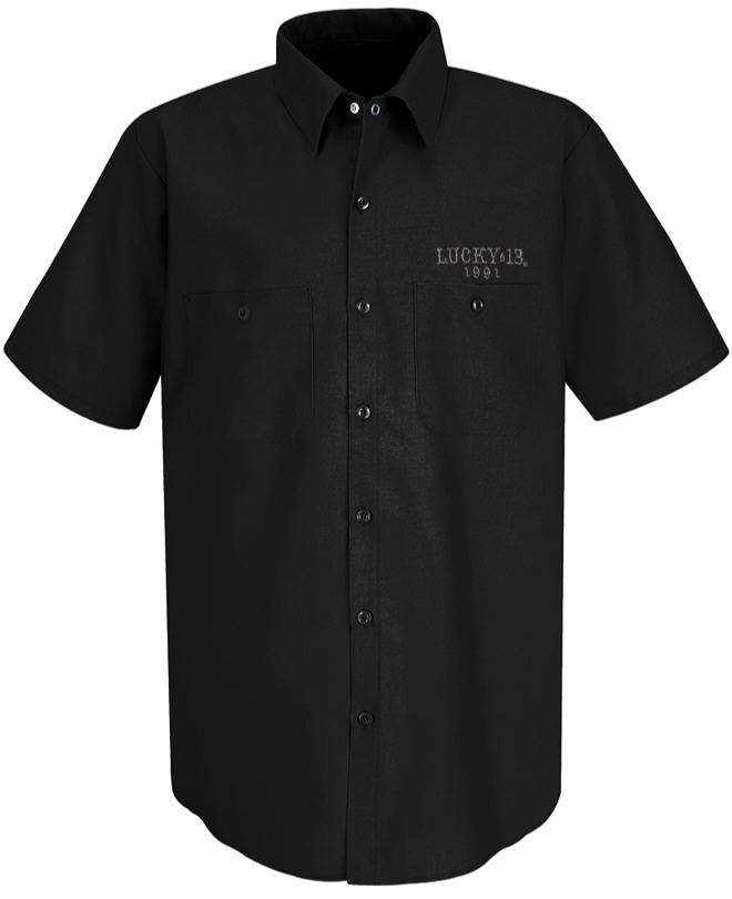 Lucky 13 The LAST RIDE Men’s Short Sleeve Work Shirt By Lucky 13 Black – Lucky13apparel