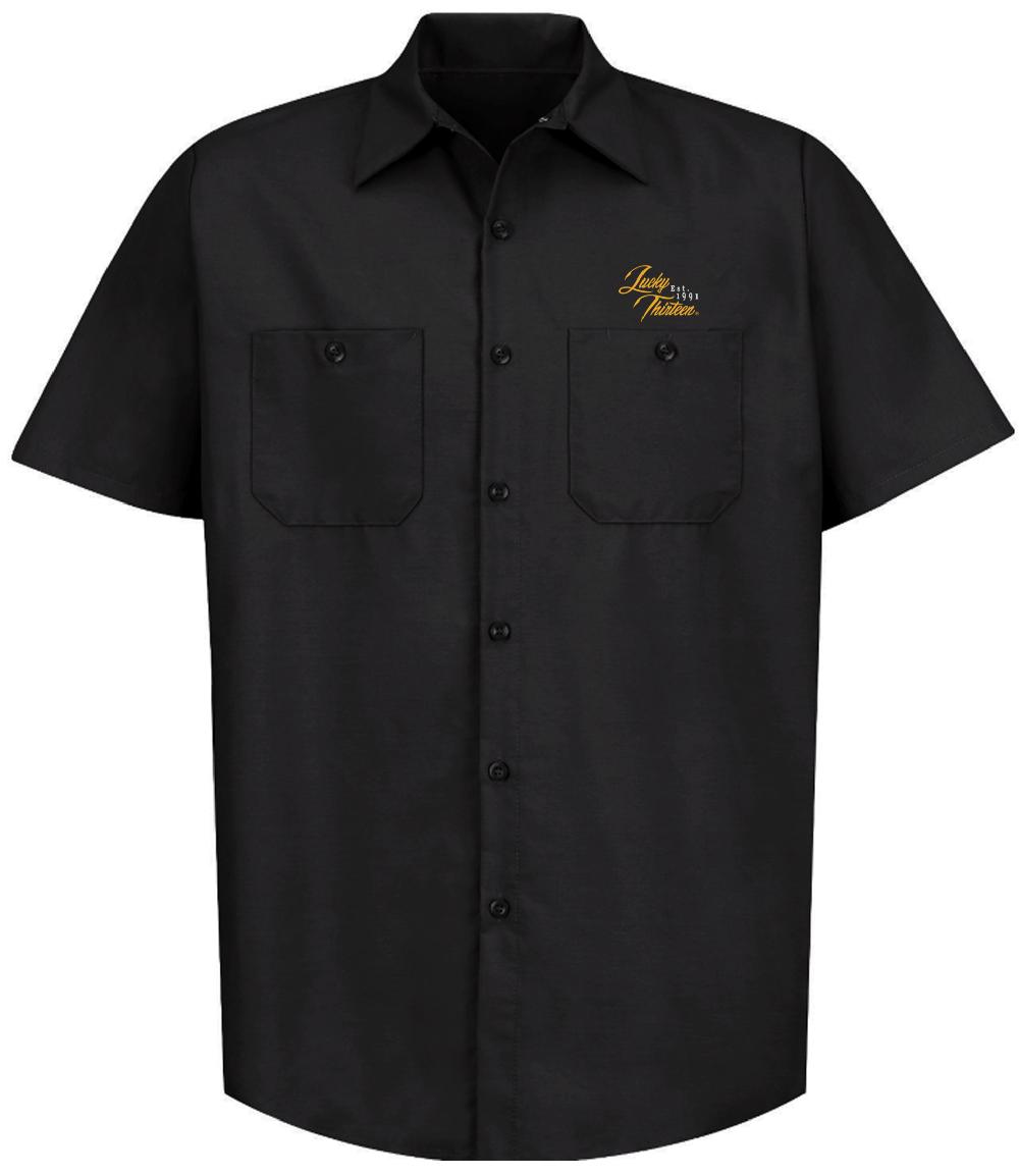 Lucky 13 The LOW & SLOW Men’s Short Sleeve Work Shirt By Lucky 13 Black – Lucky13apparel