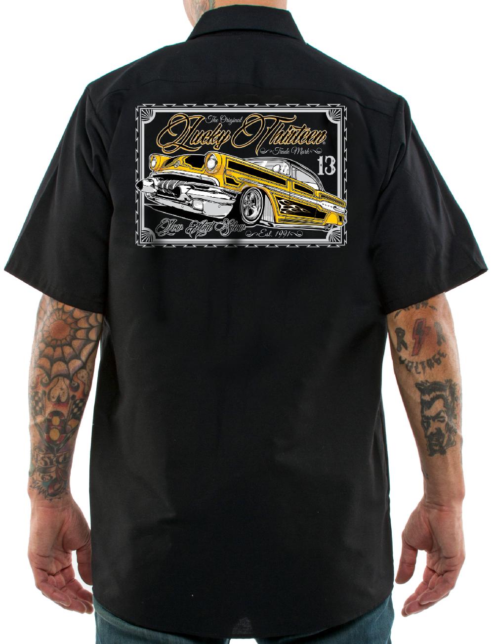 Lucky 13 The LOW & SLOW Men’s Short Sleeve Work Shirt By Lucky 13 Black – Lucky13apparel