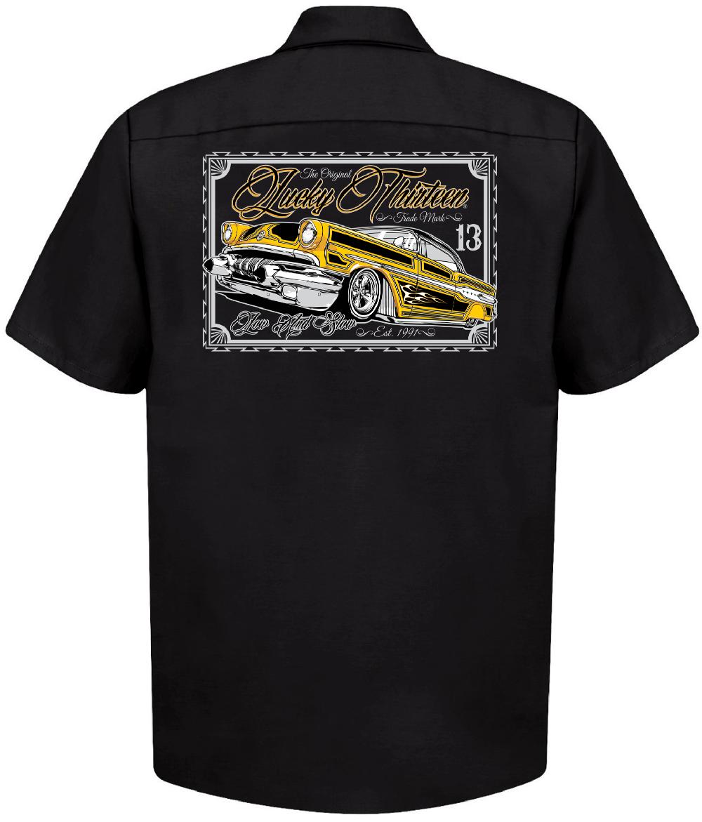 lucky 13 The LOW & SLOW Men’s Short Sleeve Work shirt By Lucky 13 Black – Lucky13apparel