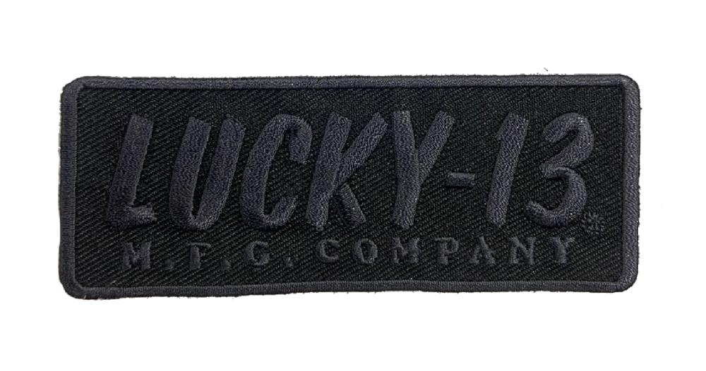 lucky 13 The LUCKY 13 MANUFACTURING Patch 4” wide with iron-on backing black/black – Lucky13apparel