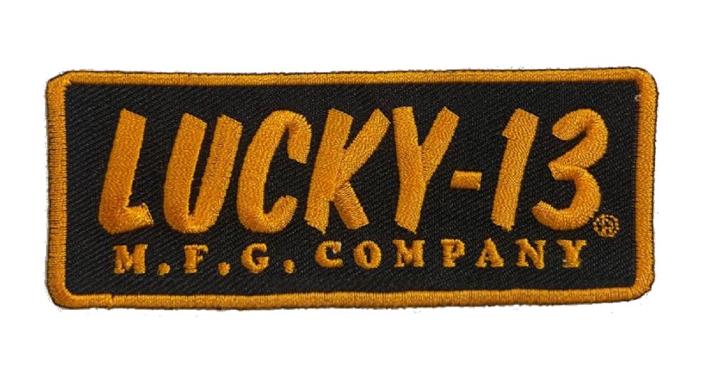 lucky 13 The LUCKY 13 MANUFACTURING Patch 4” wide with iron-on backing Black / Gold – Lucky13apparel
