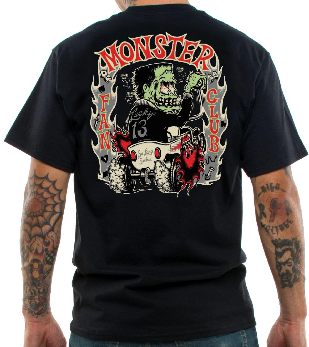 Lucky 13 The MONSTER RODDER Men’s Short Sleeve Tee Shirt By Lucky 13 Black – Lucky13apparel