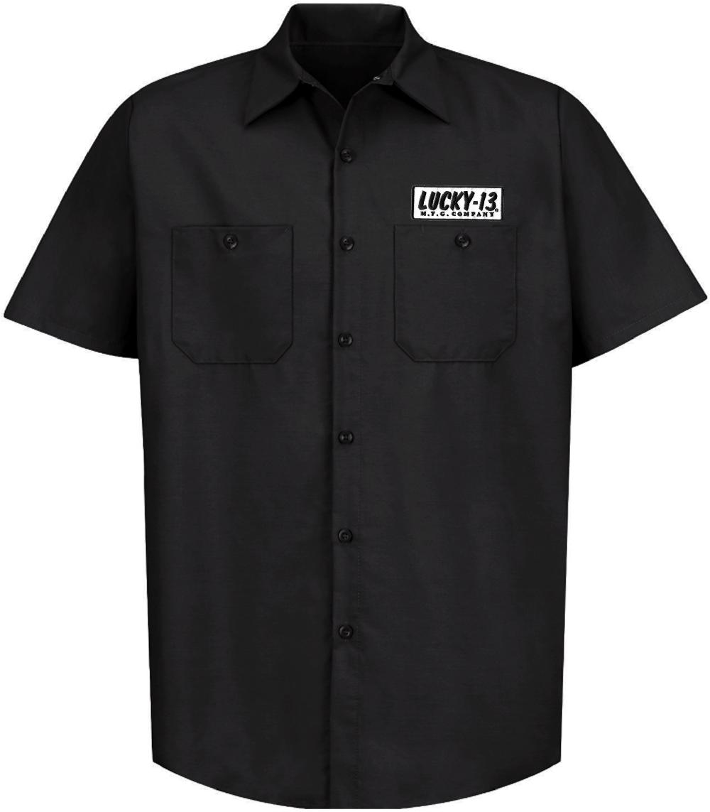 Lucky 13 The OFFERINGS Men’s Short Sleeve Work Shirt By Lucky 13 Blk/ Wht – Lucky13apparel