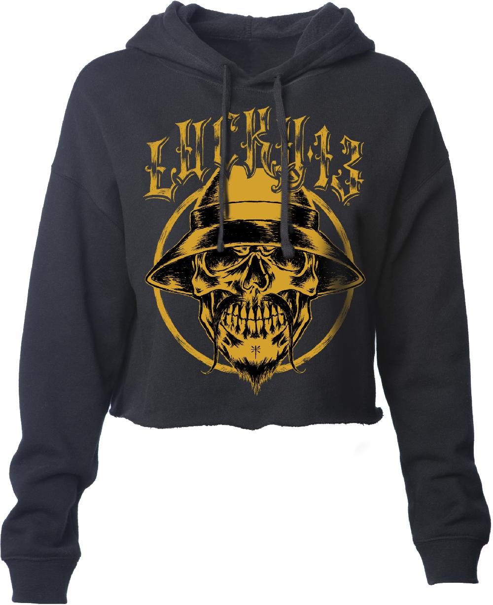 lucky 13 The PACHUCO SKULL Cropped Lightweight Hoodie Sweatshirt by Lucky 13 Black – Lucky13apparel
