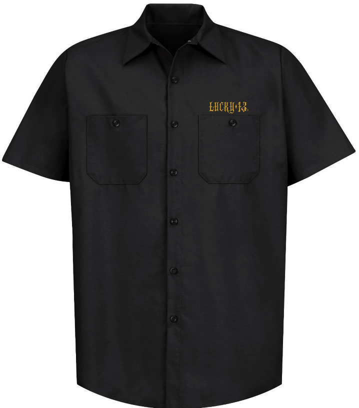 Lucky 13 The PACHUCO SKULL Men’s Short Sleeve Work Shirt By Lucky 13 Black – Lucky13apparel