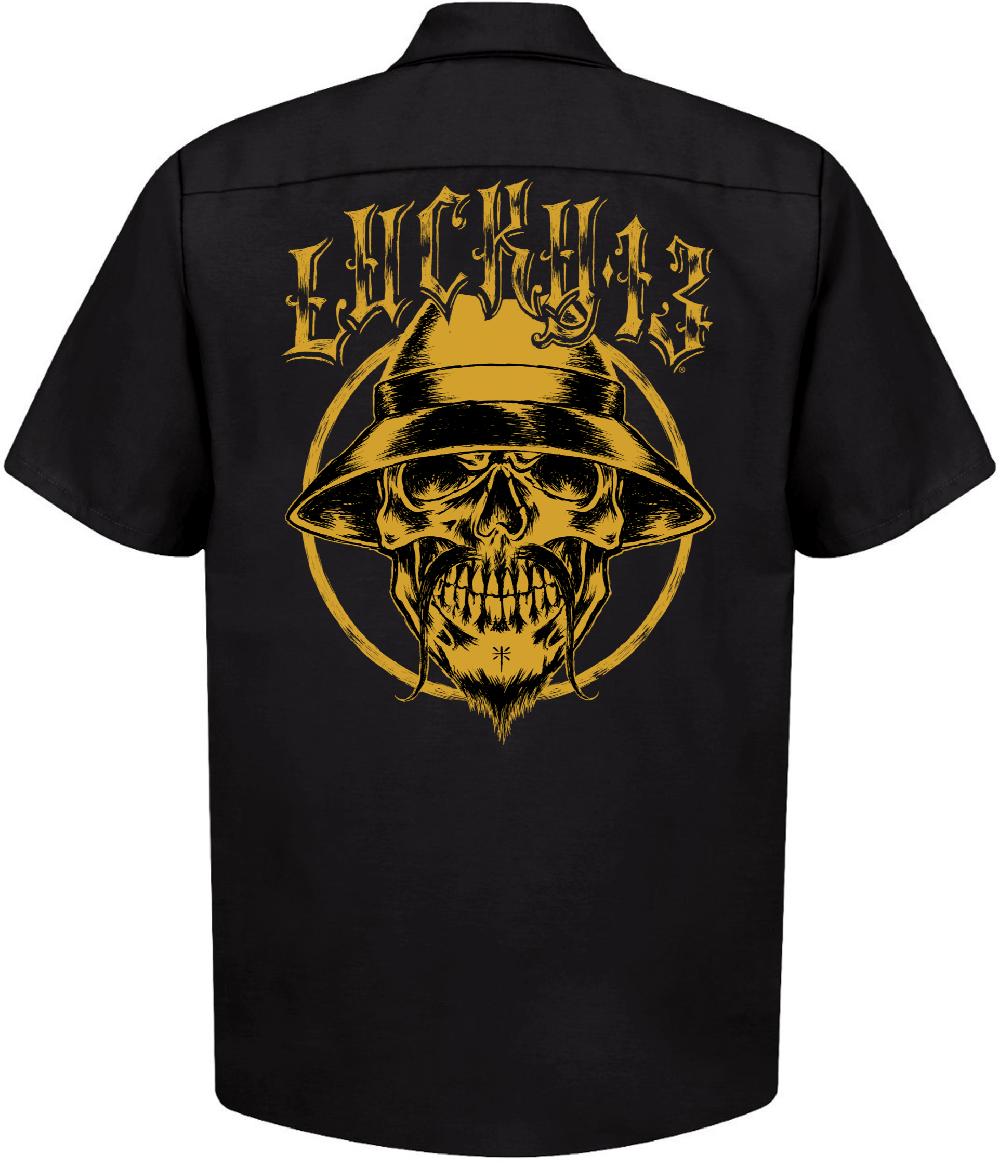 lucky 13 The PACHUCO SKULL Men’s Short Sleeve Work shirt By Lucky 13 Black – Lucky13apparel