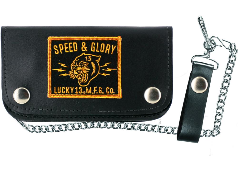 Lucky 13 The PANTHER HEAD 6” Patch Wallet By Lucky 13 Black / Gold – Lucky13apparel