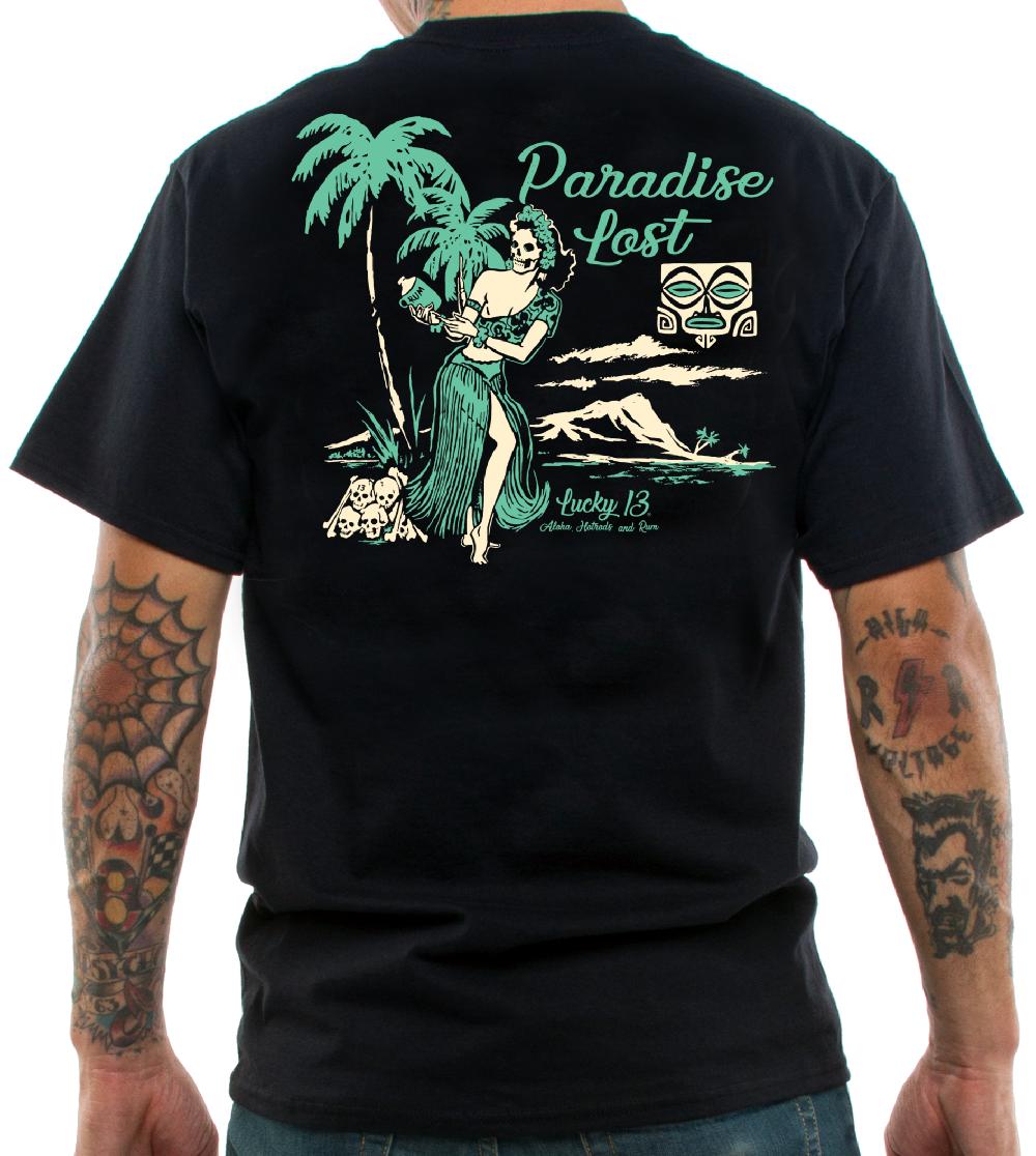 Lucky 13 The PARADISE LOST Men’s Short Sleeve Tee Shirt By Lucky 13 Black – Lucky13apparel