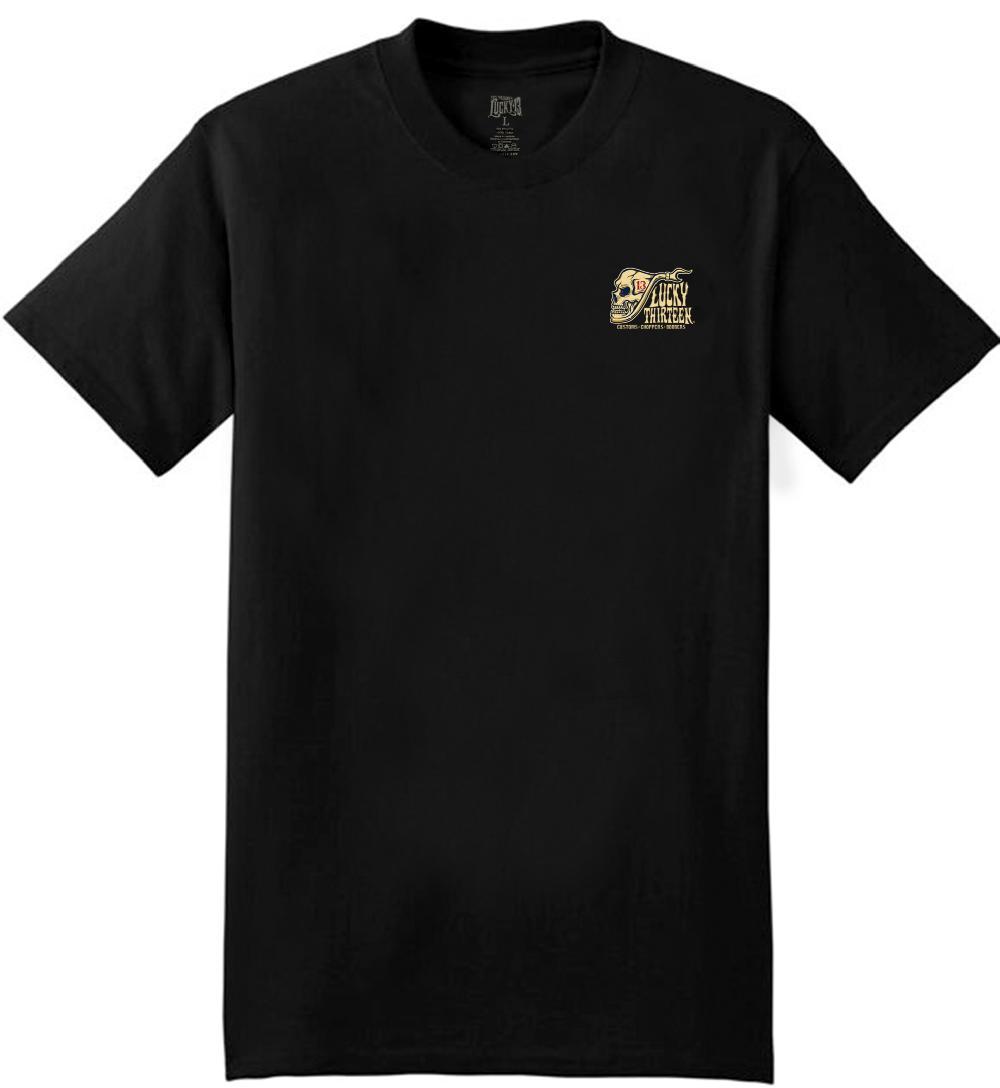 Lucky 13 The PIPE SKULL Men’s Short Sleeve Tee Shirt By Lucky 13 Black – Lucky13apparel