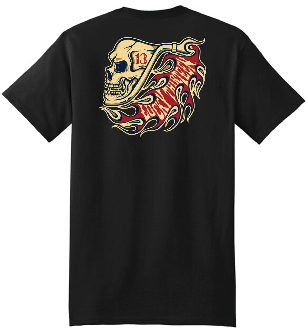 lucky 13 The PIPE SKULL Men’s Short Sleeve Tee Shirt By Lucky 13 Black – Lucky13apparel
