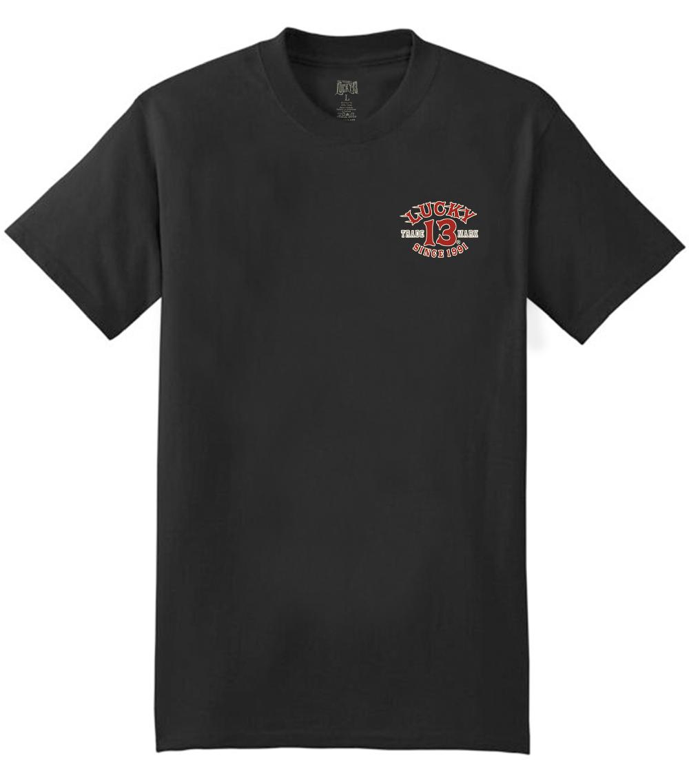 Lucky 13 The PISTON PIN-UP Men’s Short Sleeve Tee Shirt By Lucky 13 Black – Lucky13apparel